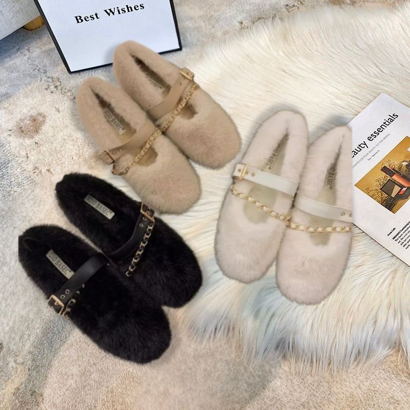 Chic Mary Jane Fur Ballerinor
