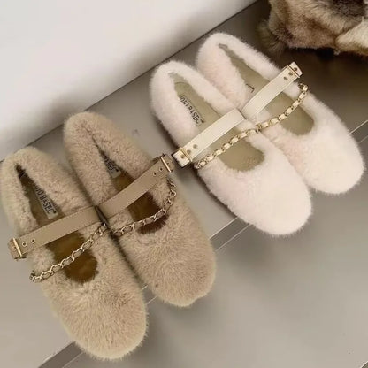 Chic Mary Jane Fur Ballerinor