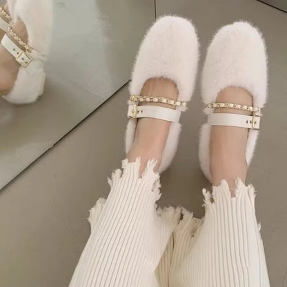 Chic Mary Jane Fur Ballerinor